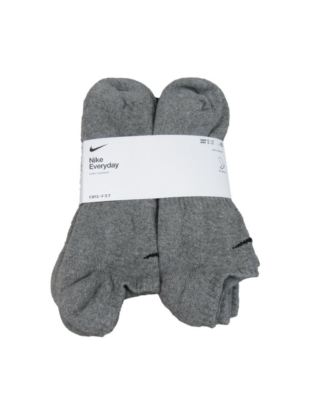 Nike Everyday Cushioned No Show Socks Grey (6 Pack) Mens 8-12 / Womens 10-13 NEW